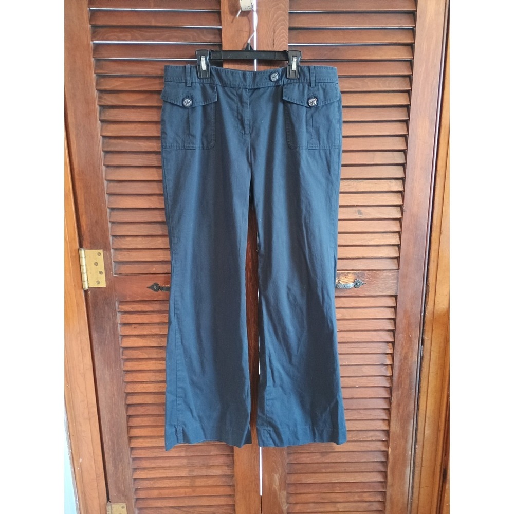 Vintage Tory Burch Navy Blue Pants Trousers Size 10 Front Pockets Flare Leg